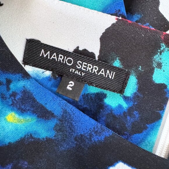 MARIO SERRANI Abstract Print Sleeveless Multicolor Sheath Dress Women's 2 - Picture 3 of 5